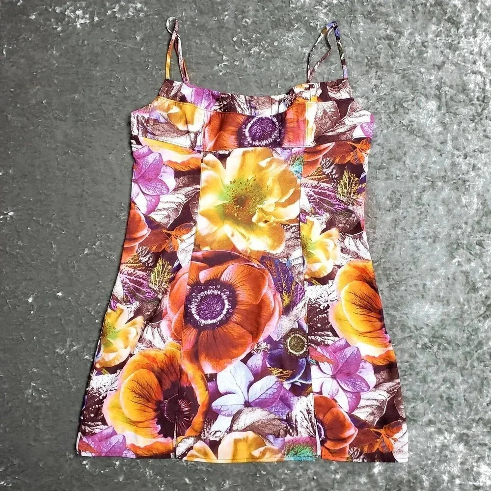 Urban Outfitters Floral Satin Mini Slip Dress